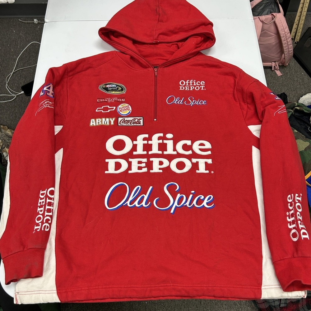 Chase Authentics NASCAR Hoodie Mens XL Red Office Depot Old Spice Racing